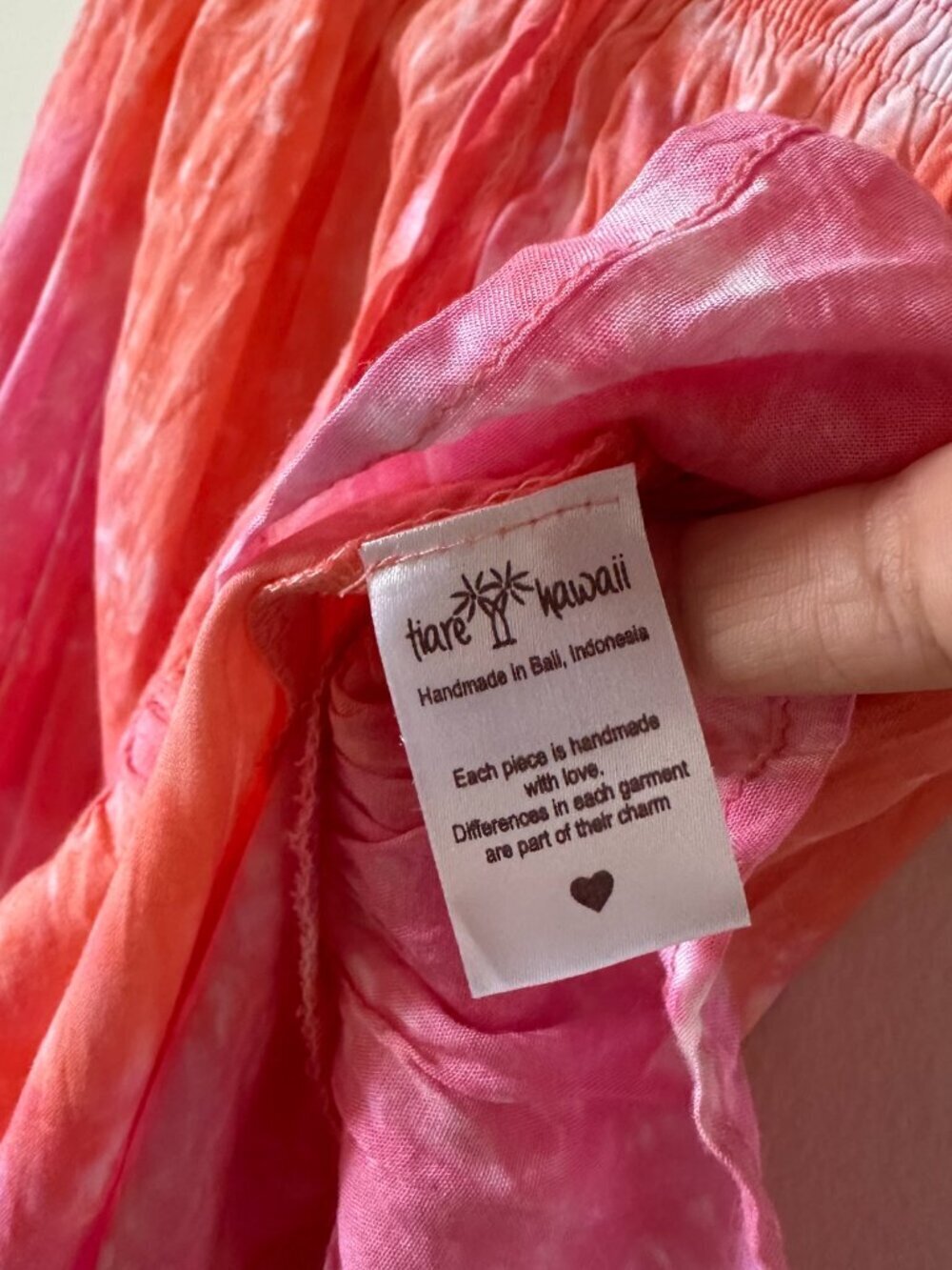 Tiare Hawaii Pink Tie Dye Two Piece Set Crop Top Skirt O/S NWT Partial Tags - Picture 5 of 11